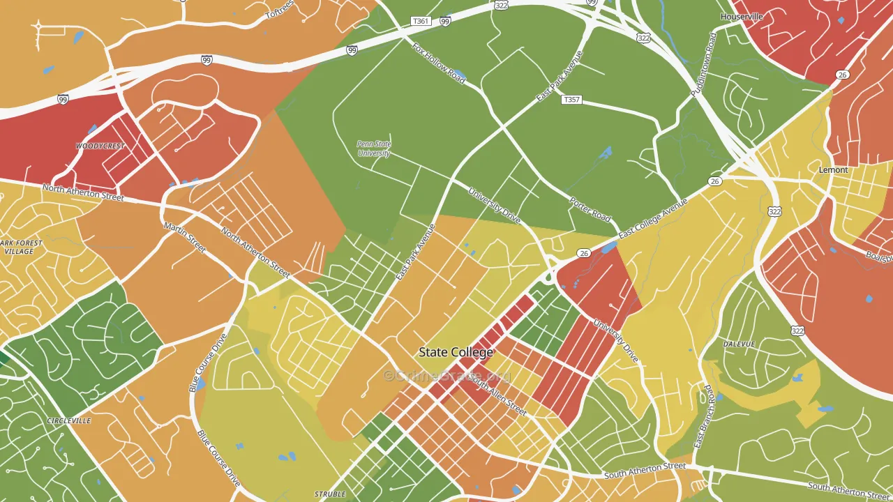 University Park, PA Map of Theft Rates