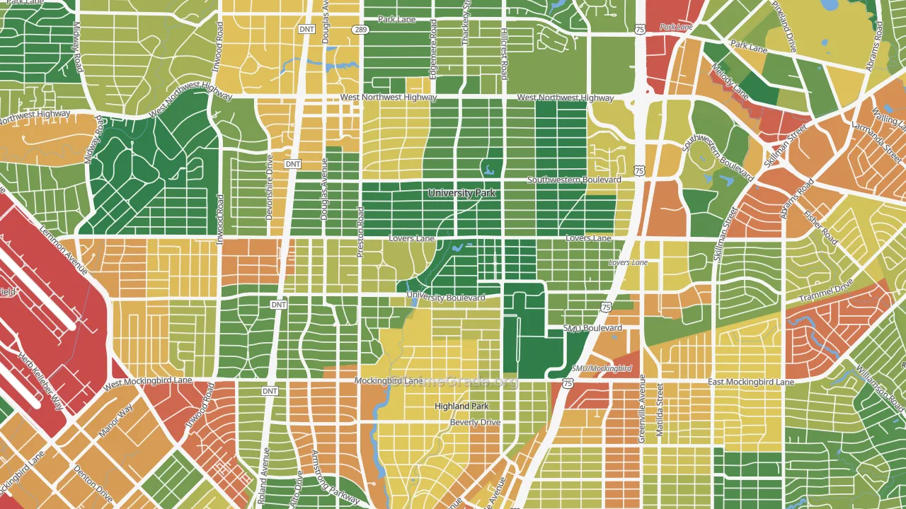 University Park, TX Map of Theft Rates