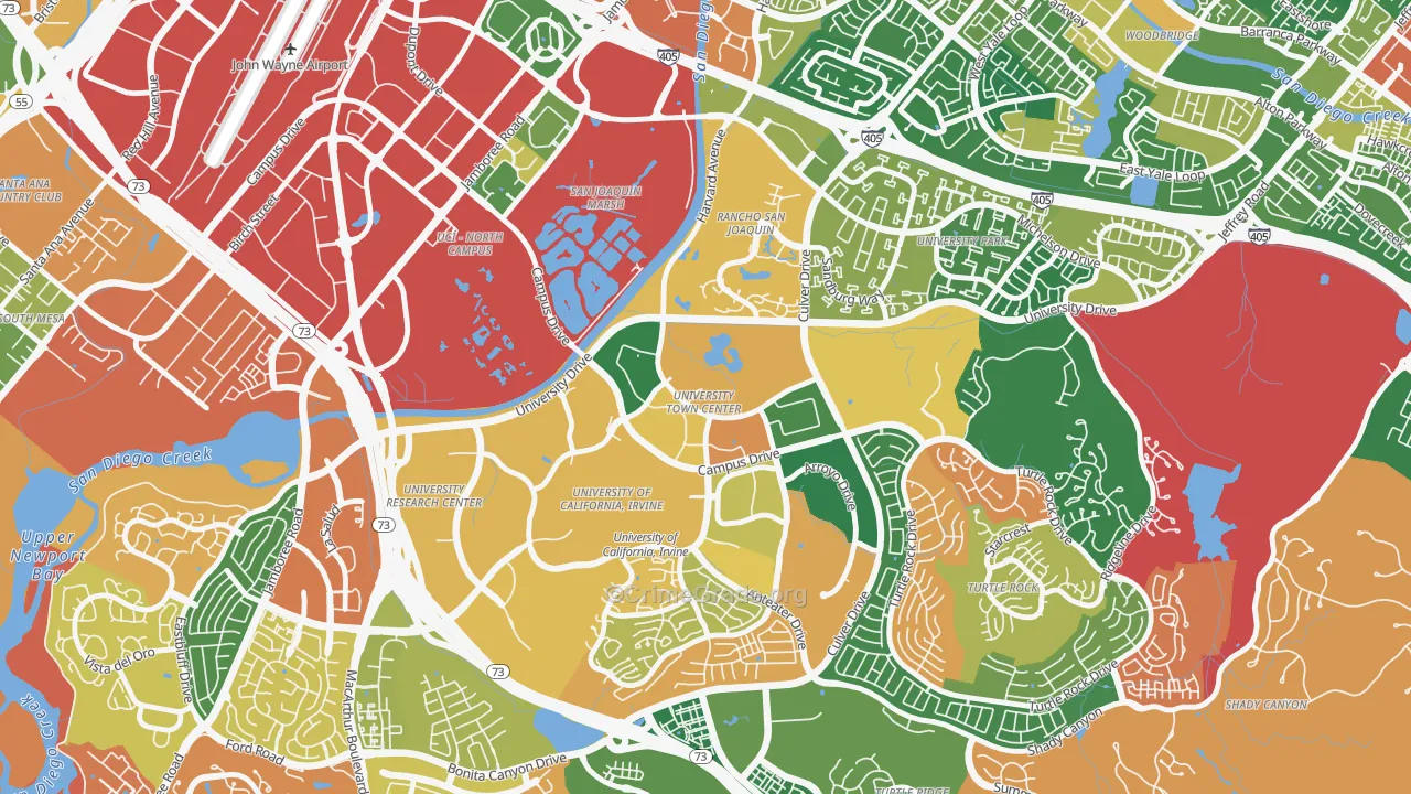 University Town Center, Irvine, CA Map of Theft Rates