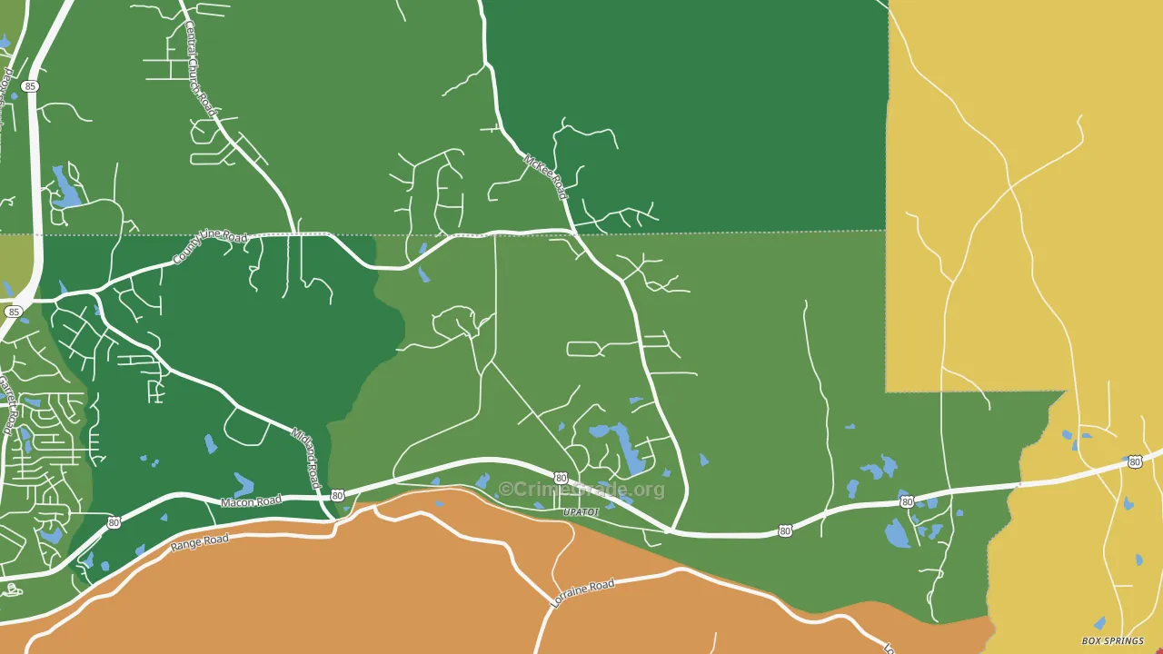 Upatoi, GA Map of Theft Rates