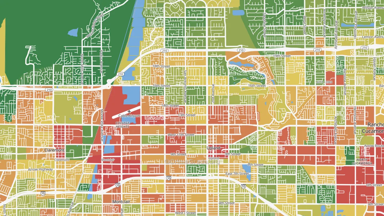 Upland, CA Map of Theft Rates