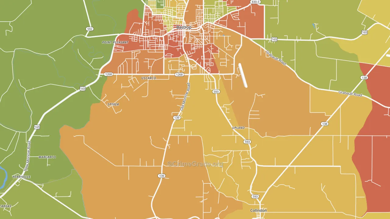 Upland, LA Map of Theft Rates