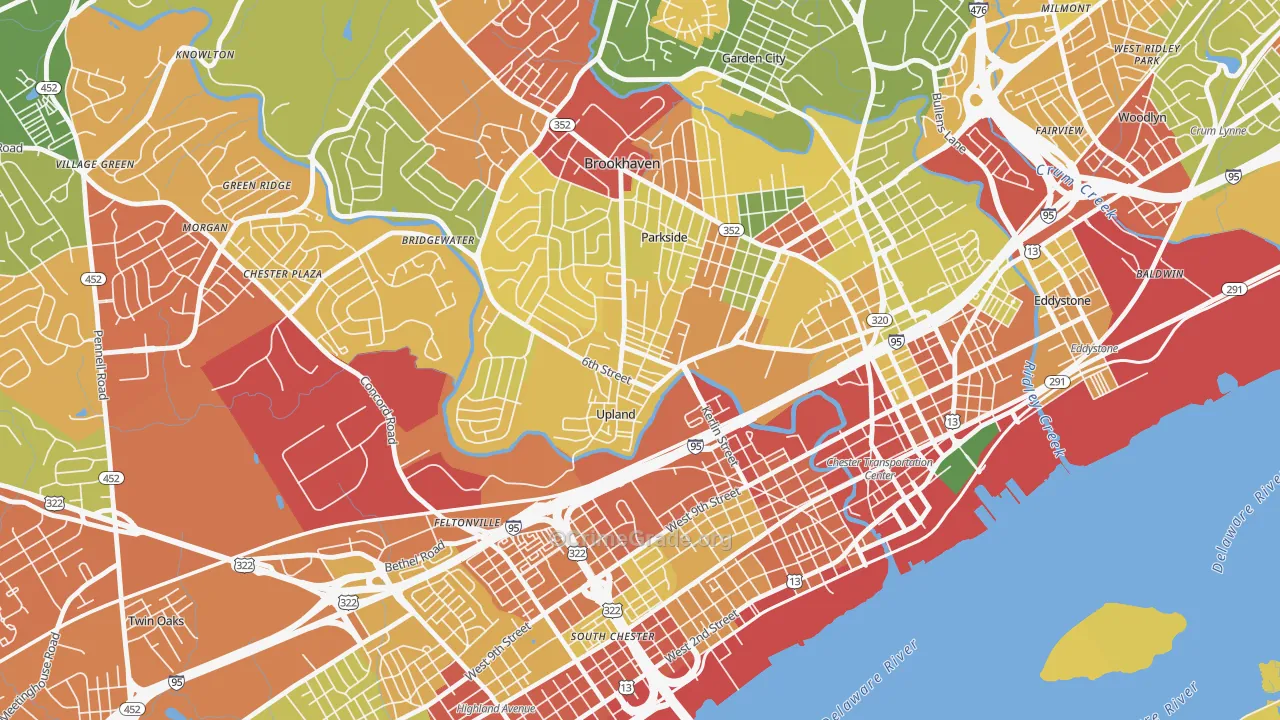 Upland, PA Map of Theft Rates