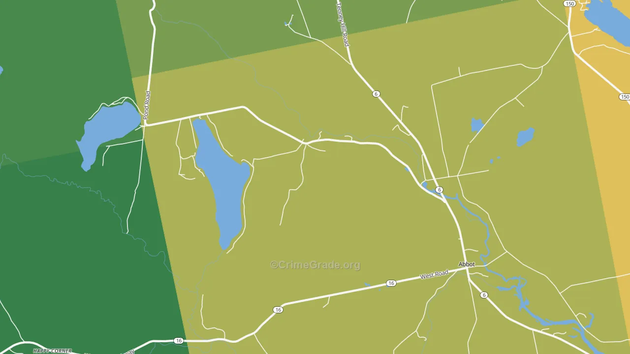 Upper Abbot, ME Map of Theft Rates