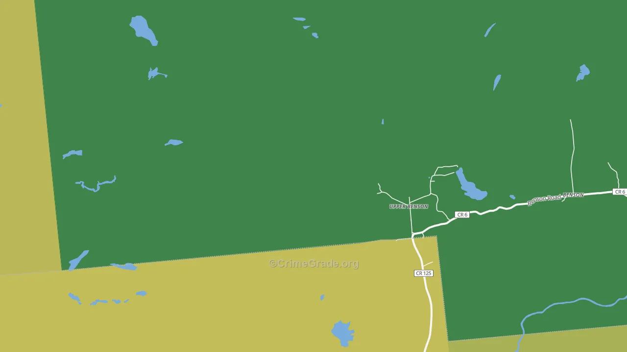 Upper Benson, NY Map of Theft Rates