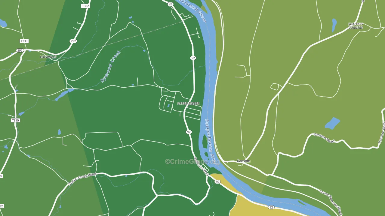 Upper Exeter, PA Map of Theft Rates
