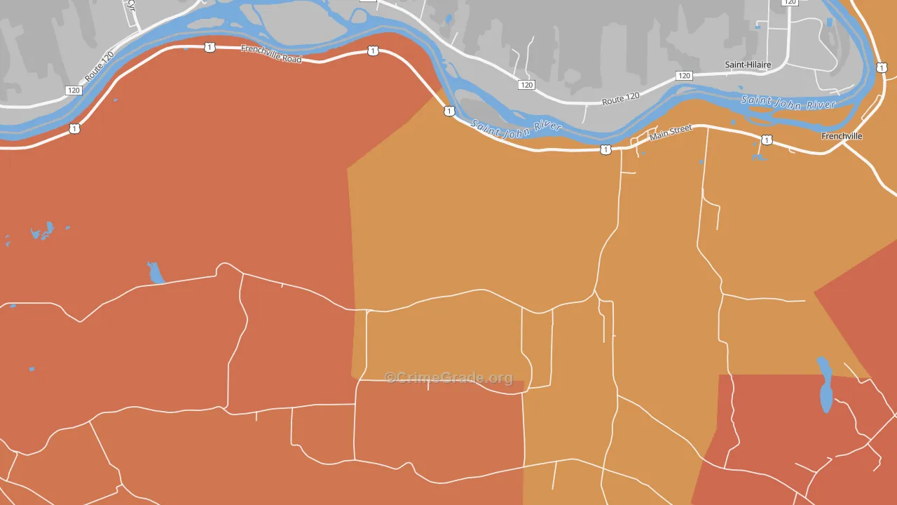 Upper Frenchville, ME Map of Theft Rates