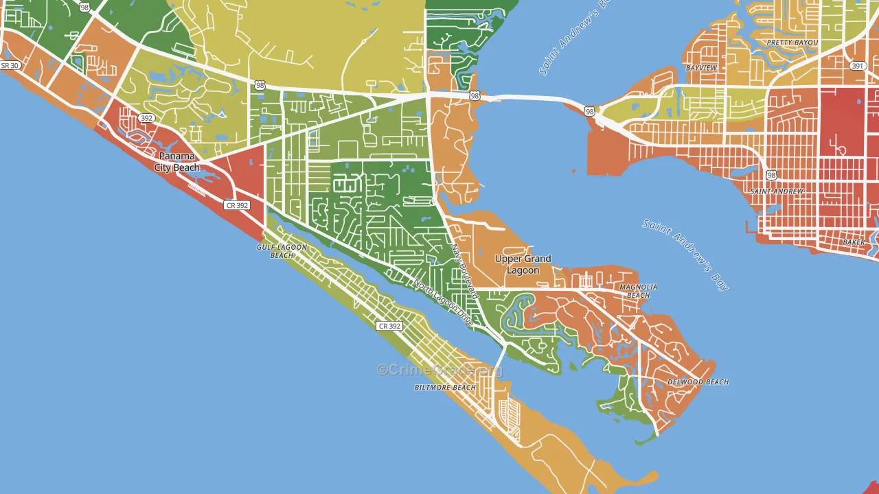 Upper Grand Lagoon, FL Map of Theft Rates