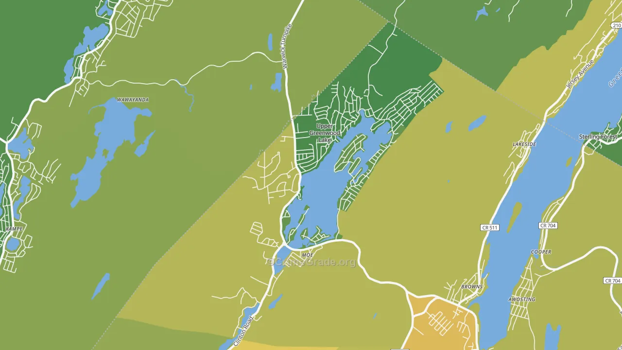 Upper Greenwood Lake, NJ Map of Theft Rates