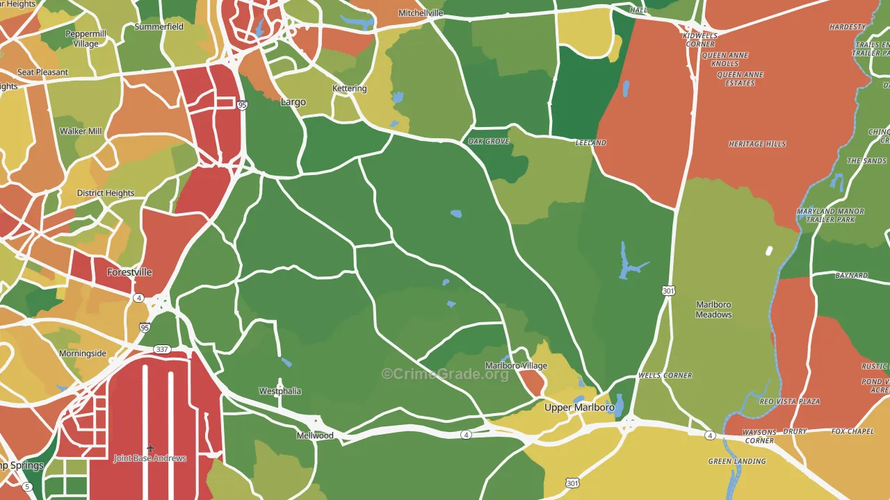 Upper Marlboro, MD Map of Theft Rates