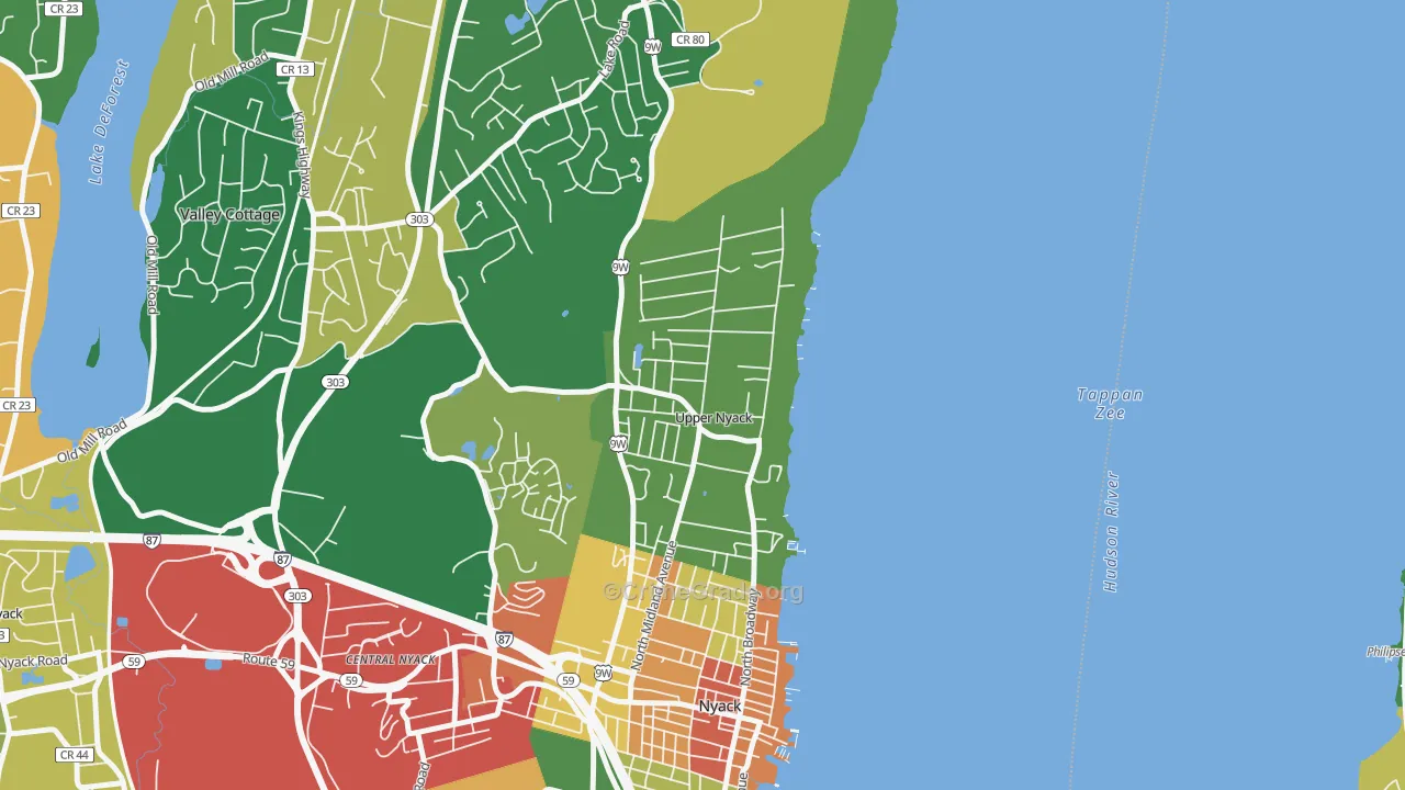 Upper Nyack, NY Map of Theft Rates