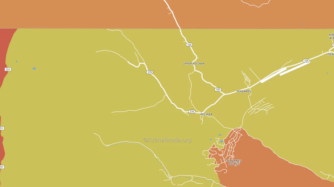 Upper Rociada, NM Map of Theft Rates