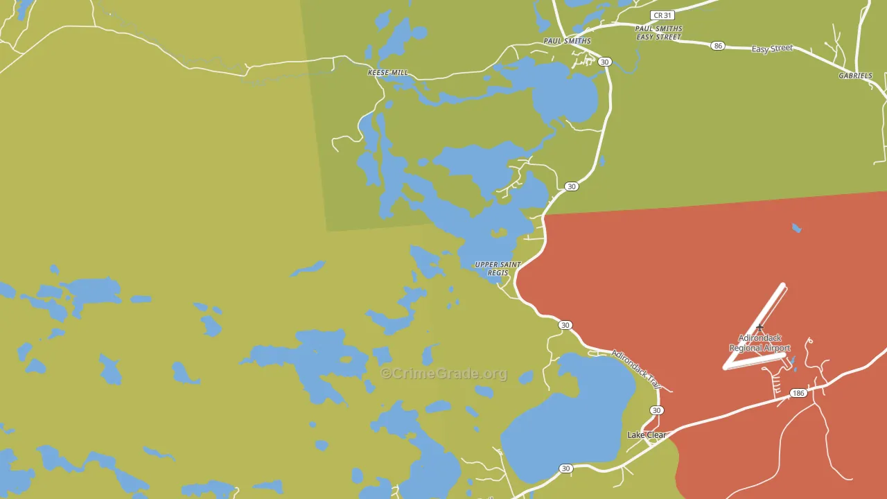 Upper St. Regis, NY Map of Theft Rates