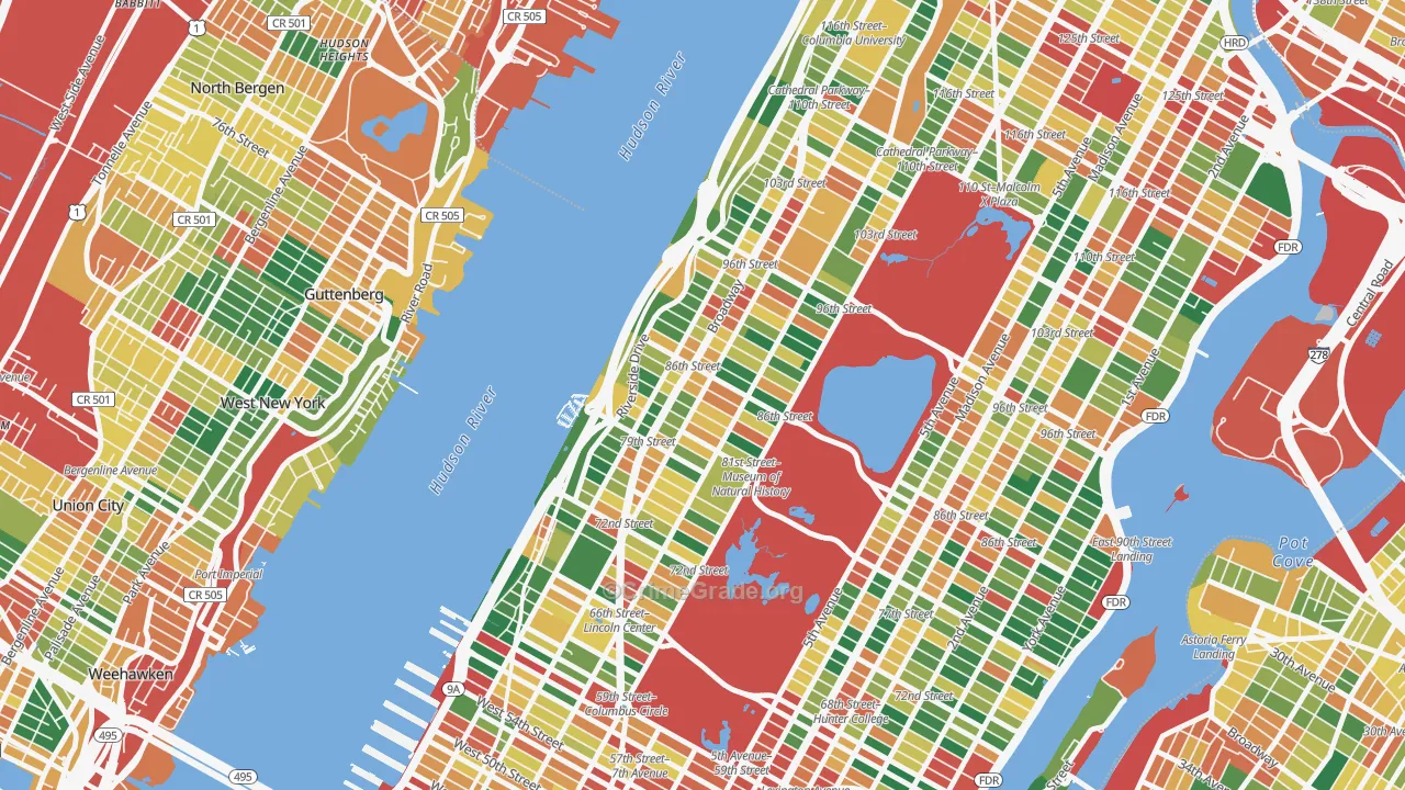 Upper West Side, Manhattan, NY Map of Theft Rates