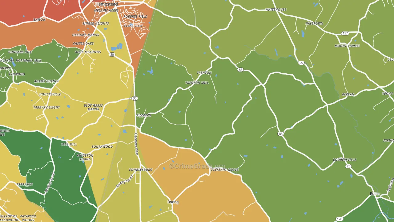 Upperco, MD Map of Theft Rates