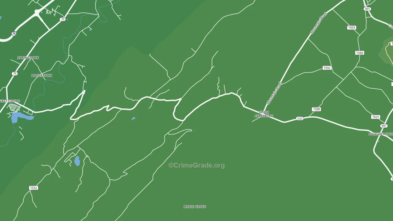 Upperstrasburg, PA Map of Theft Rates