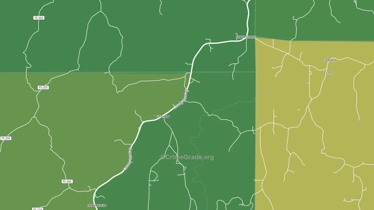 Upshaw, AL Map of Theft Rates
