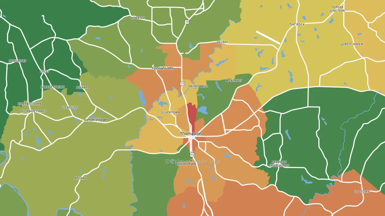 Upson County, GA Map of Theft Rates