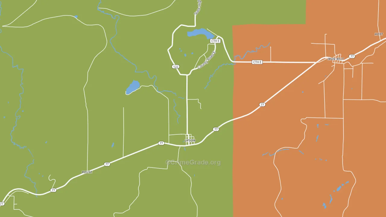 Upson, WI Map of Theft Rates