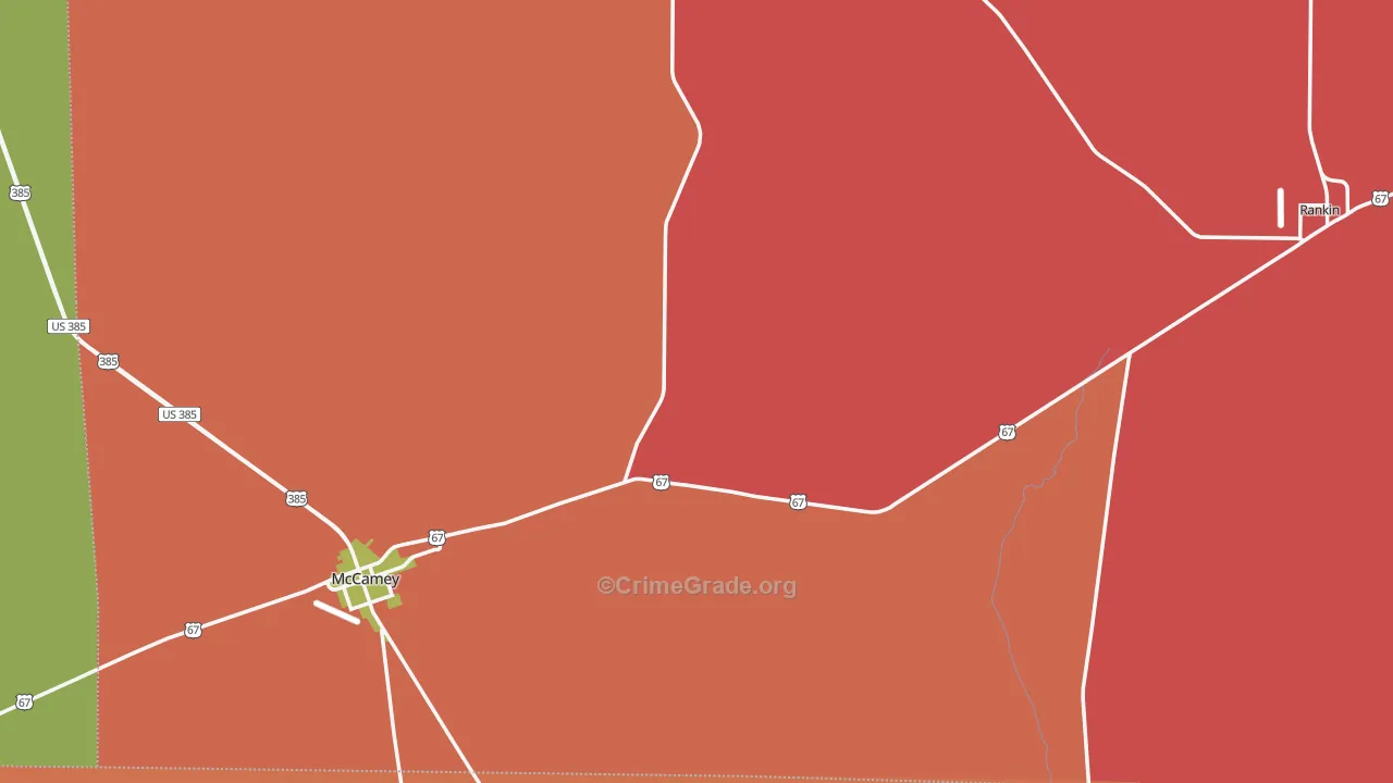 Upton County, TX Map of Theft Rates