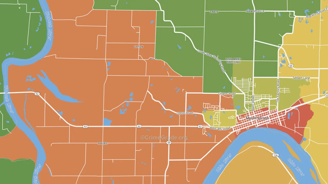 Upton, IN Map of Theft Rates