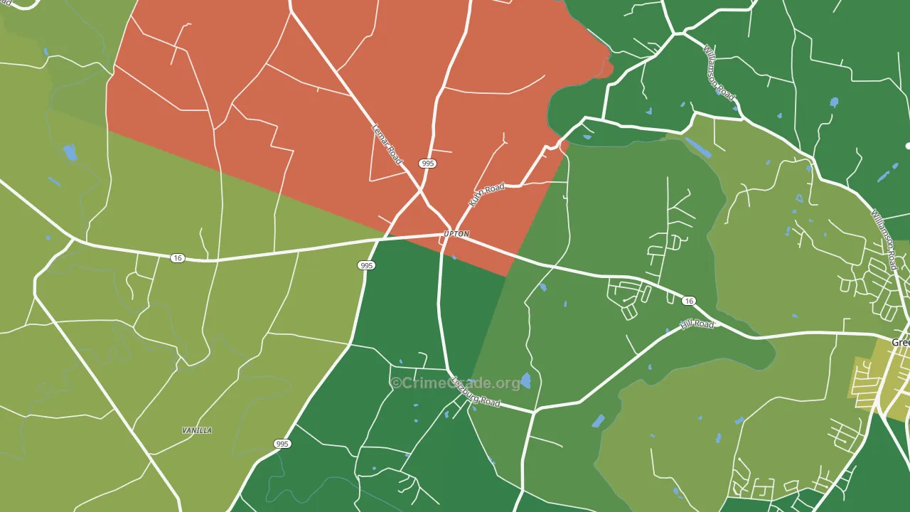 Upton, PA Map of Theft Rates