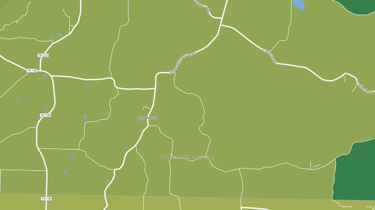 Uptonville, TN Map of Theft Rates