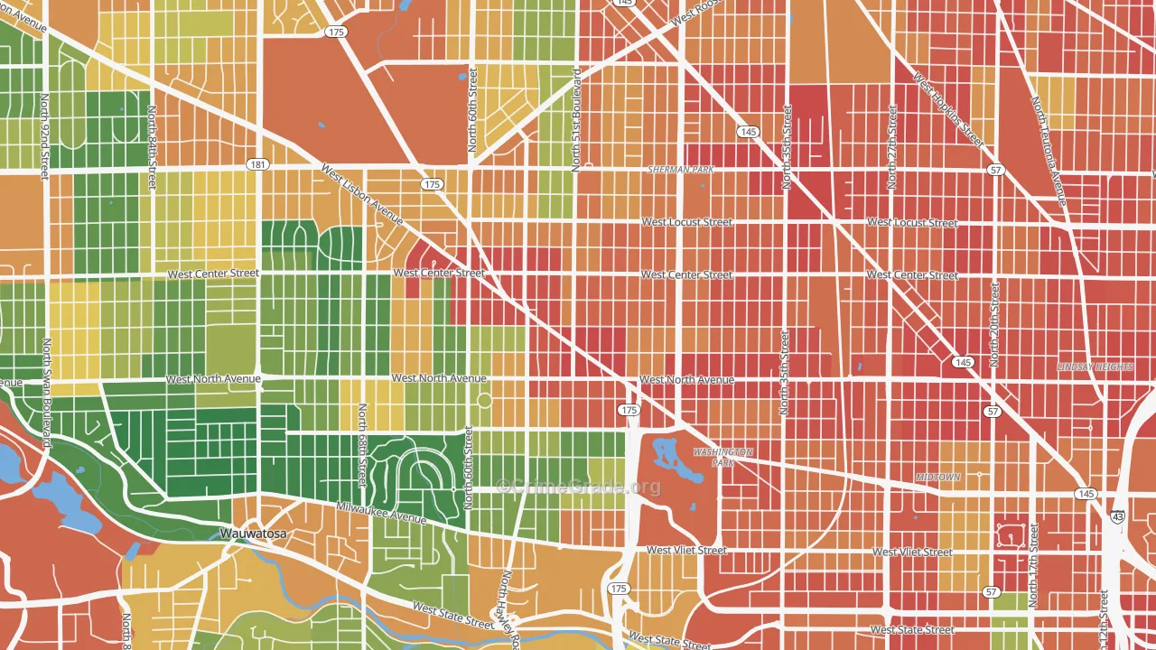 Uptown, Milwaukee, WI Map of Theft Rates
