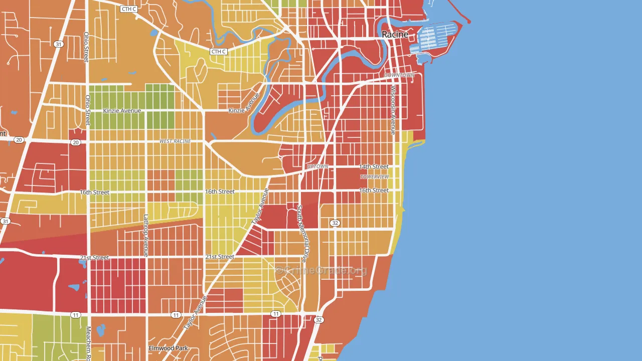 Uptown, Racine, WI Map of Theft Rates