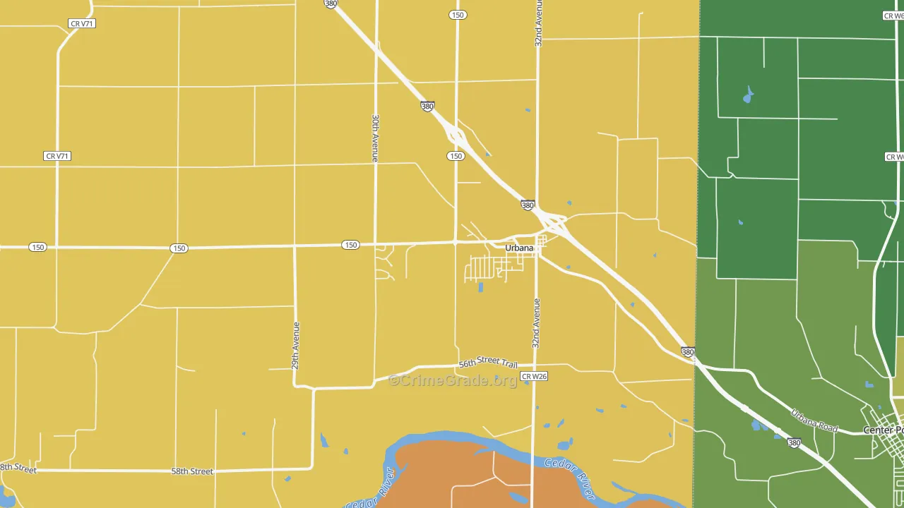 Urbana, IA Map of Theft Rates