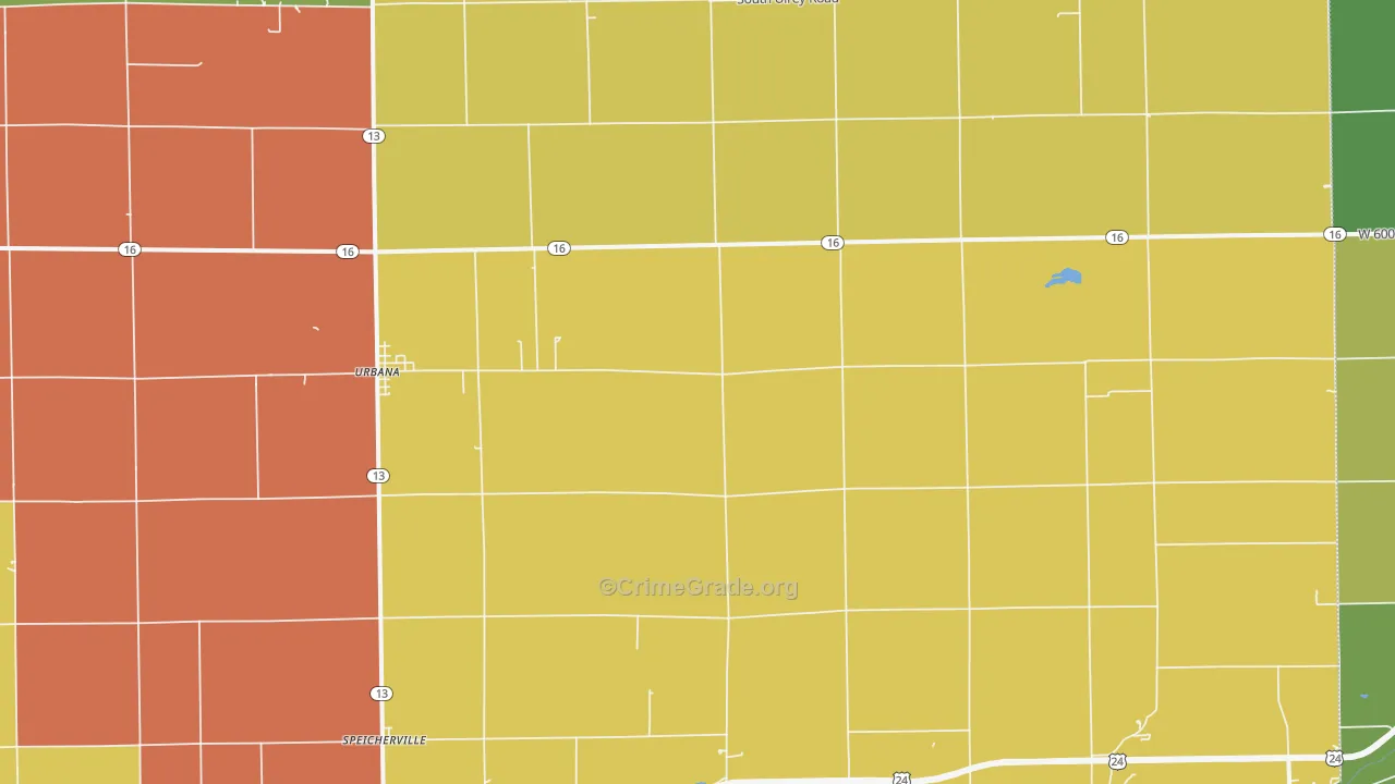 Urbana, IN Map of Theft Rates