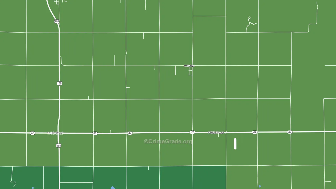 Urbana, KS Map of Theft Rates