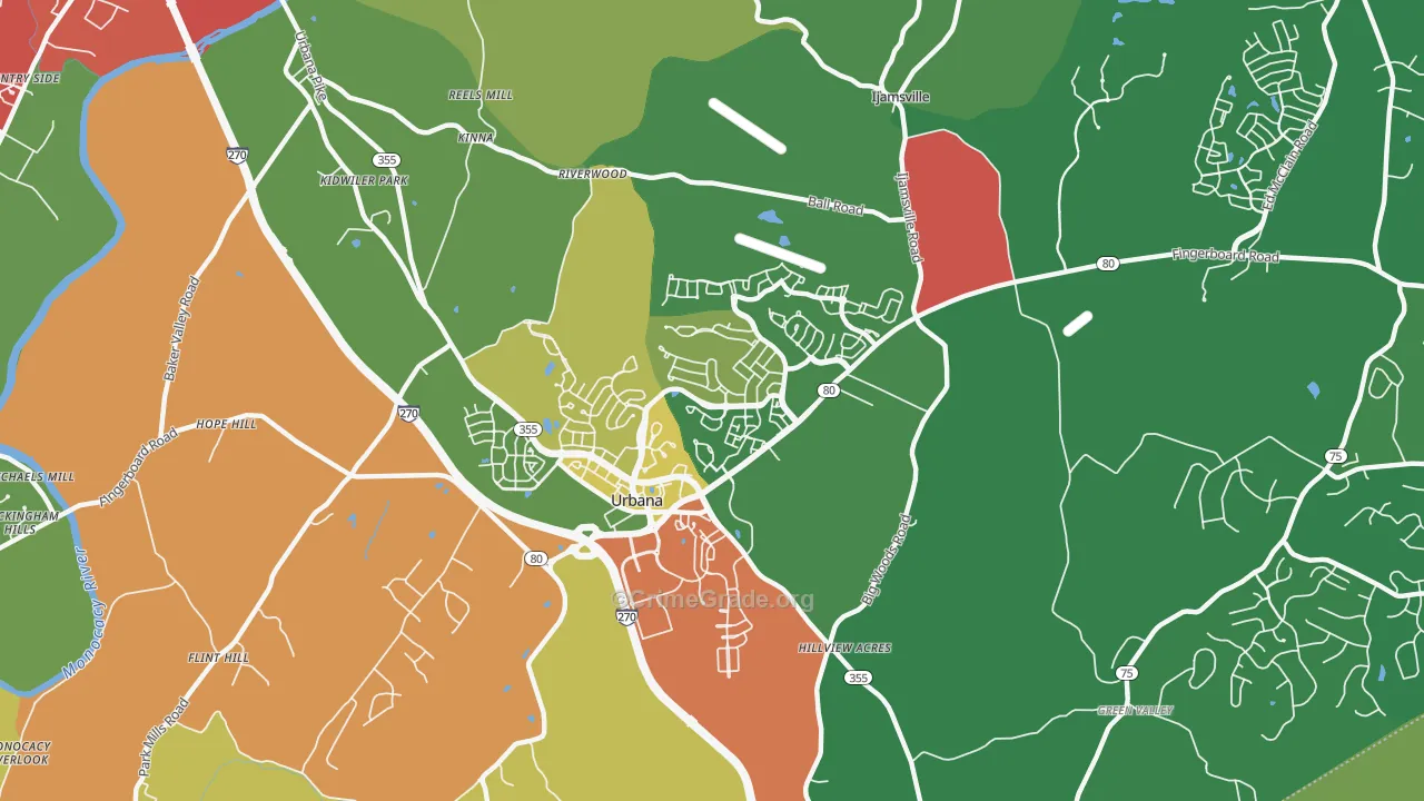 Urbana, MD Map of Theft Rates