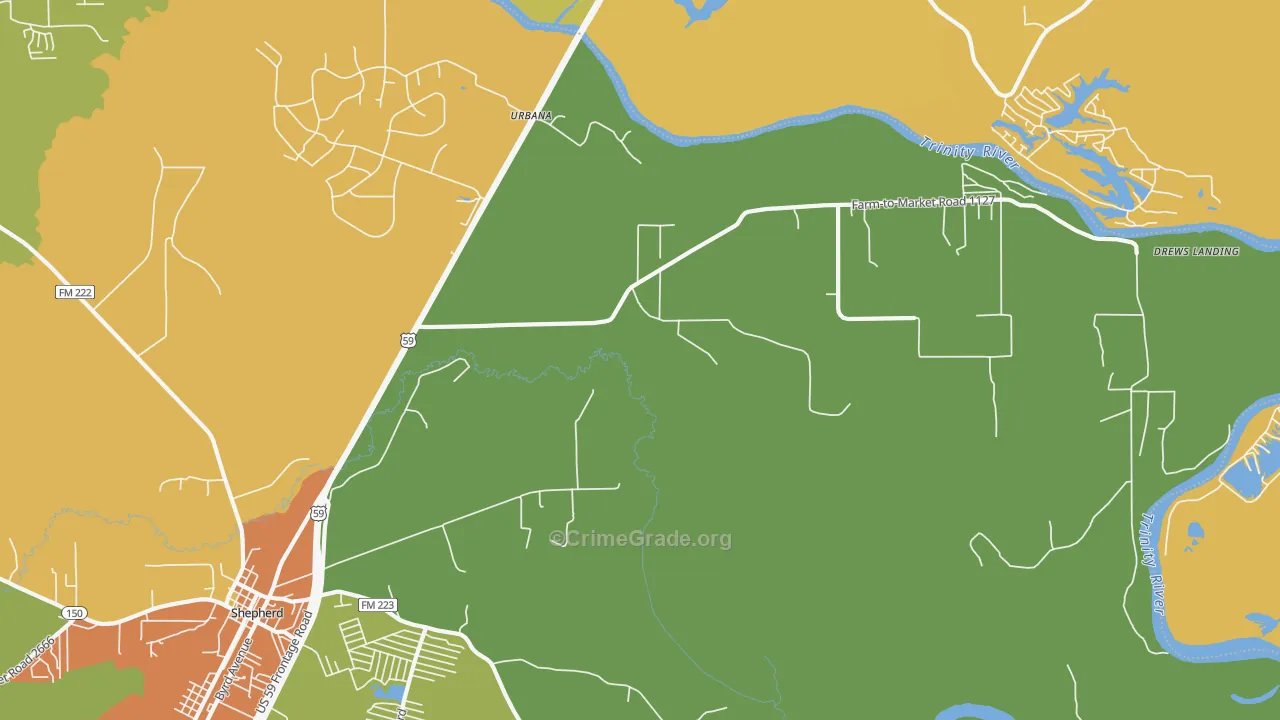 Urbana, TX Map of Theft Rates