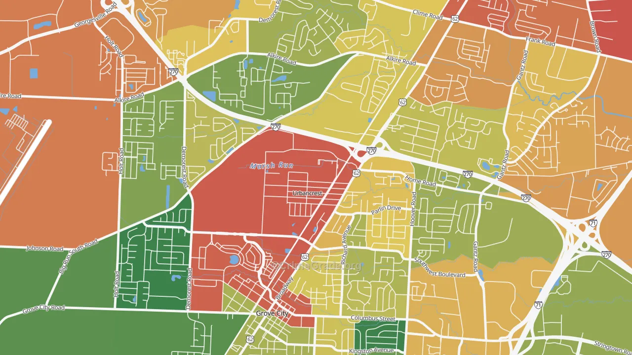 Urbancrest, OH Map of Theft Rates