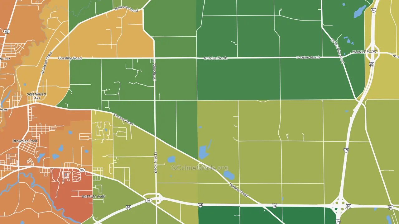 Urbandale, MI Map of Theft Rates