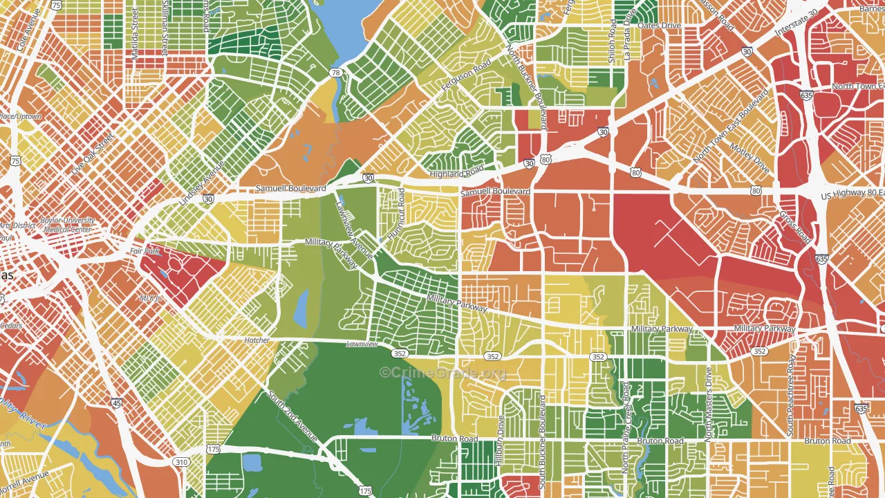 Urbandale-Parkdale, Dallas, TX Map of Theft Rates