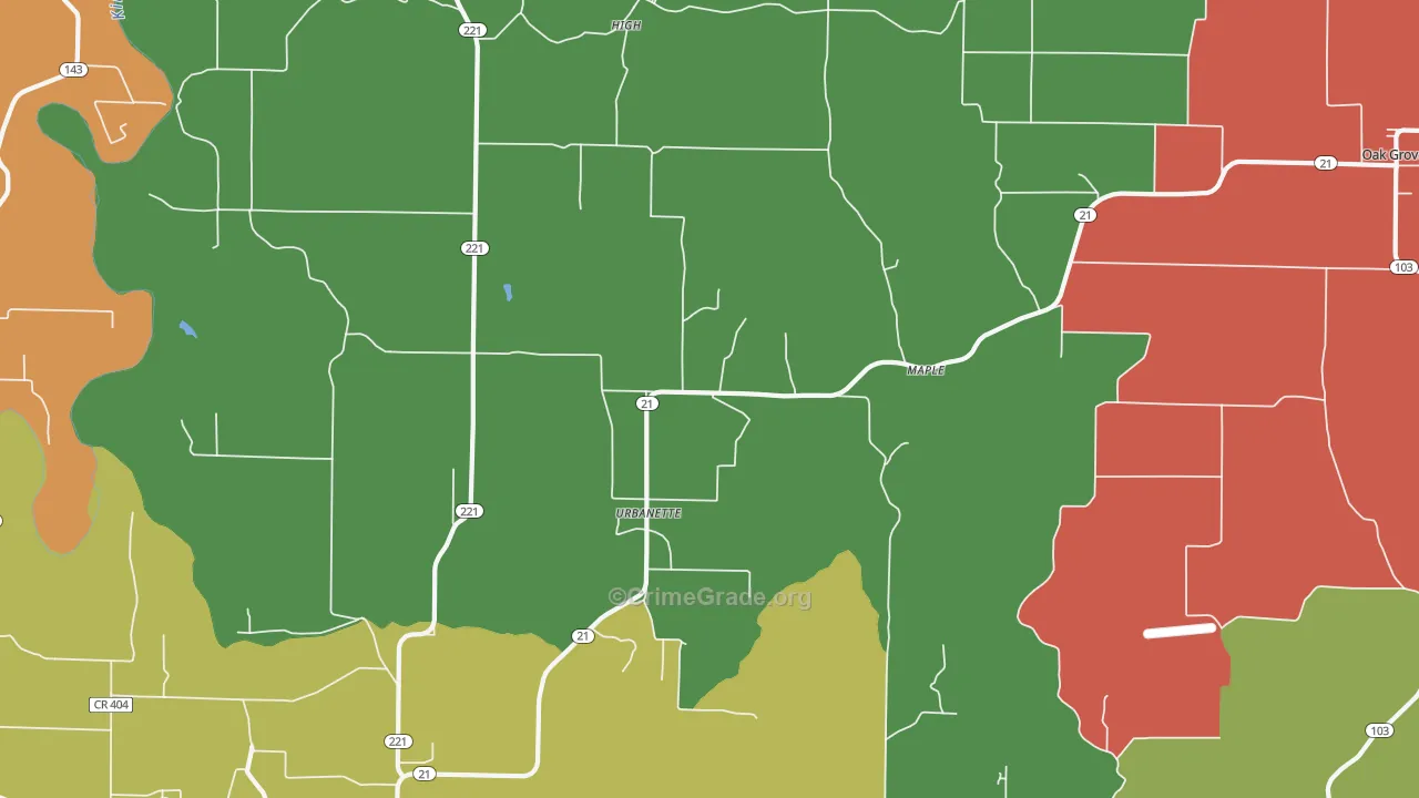 Urbanette, AR Map of Theft Rates