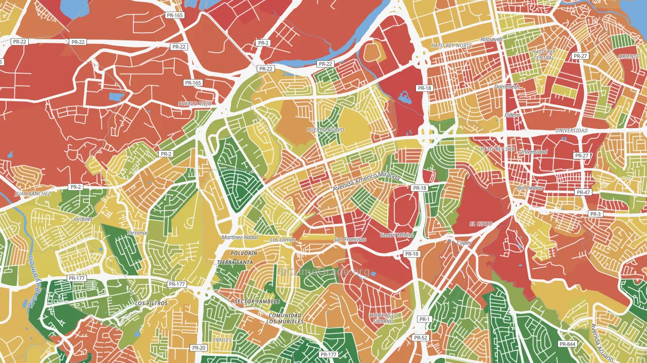 Urbanizacion Caparra Terrace, San Juan, PR Map of Theft Rates