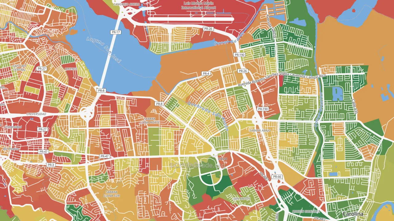Urbanizacion Country Club, San Juan, PR Map of Theft Rates