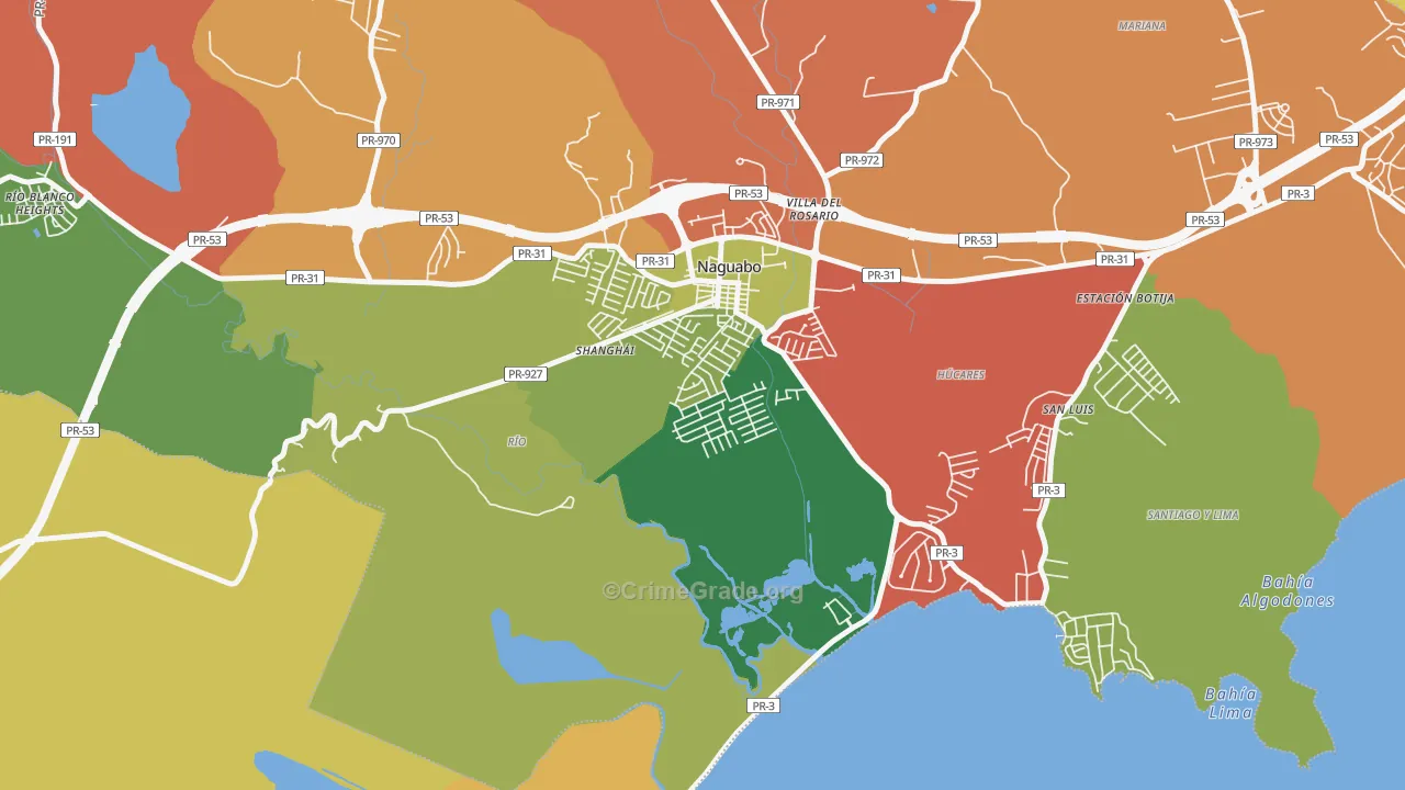 Urbanizacion Diplo, Naguabo, PR Map of Theft Rates
