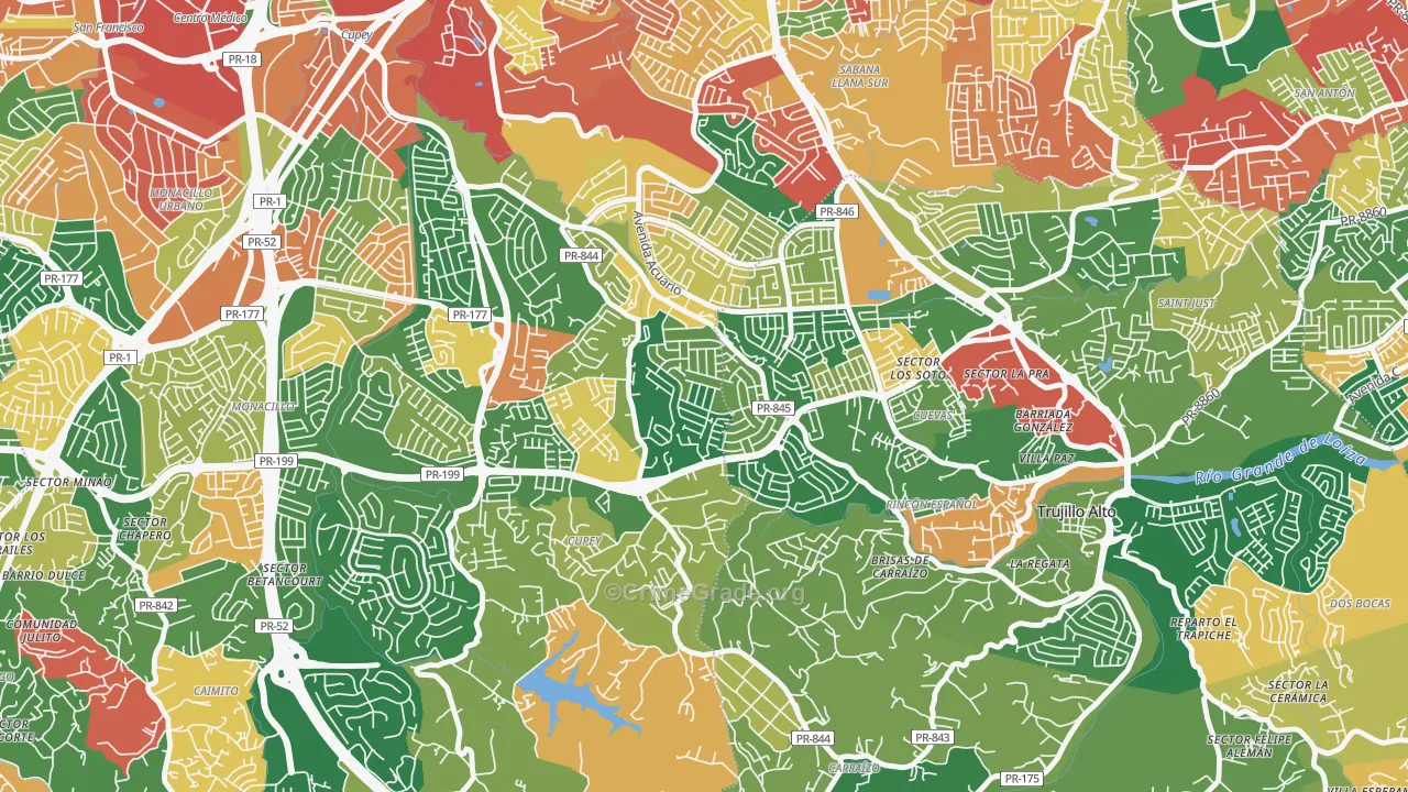 Urbanizacion Fairview, San Juan, PR Map of Theft Rates