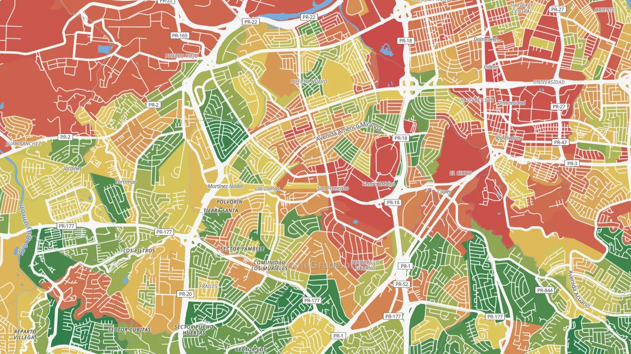 Urbanizacion La Riviera, San Juan, PR Map of Theft Rates