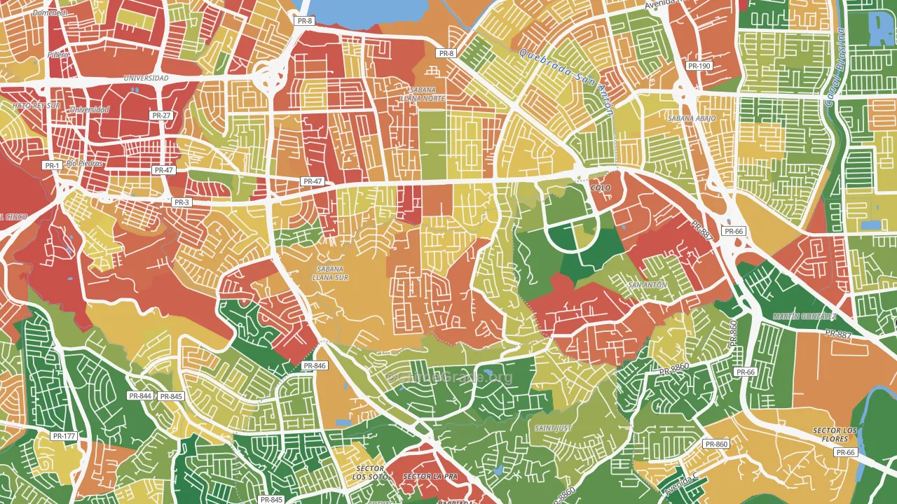 Urbanizacion Monte Carlo-San Juan, San Juan, PR Map of Theft Rates