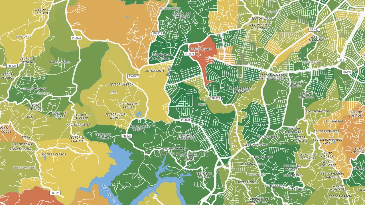 Urbanizacion Palacios del Rio 2, Bayamon, PR Map of Theft Rates