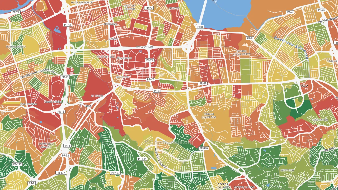 Urbanizacion San Agustin, San Juan, PR Map of Theft Rates