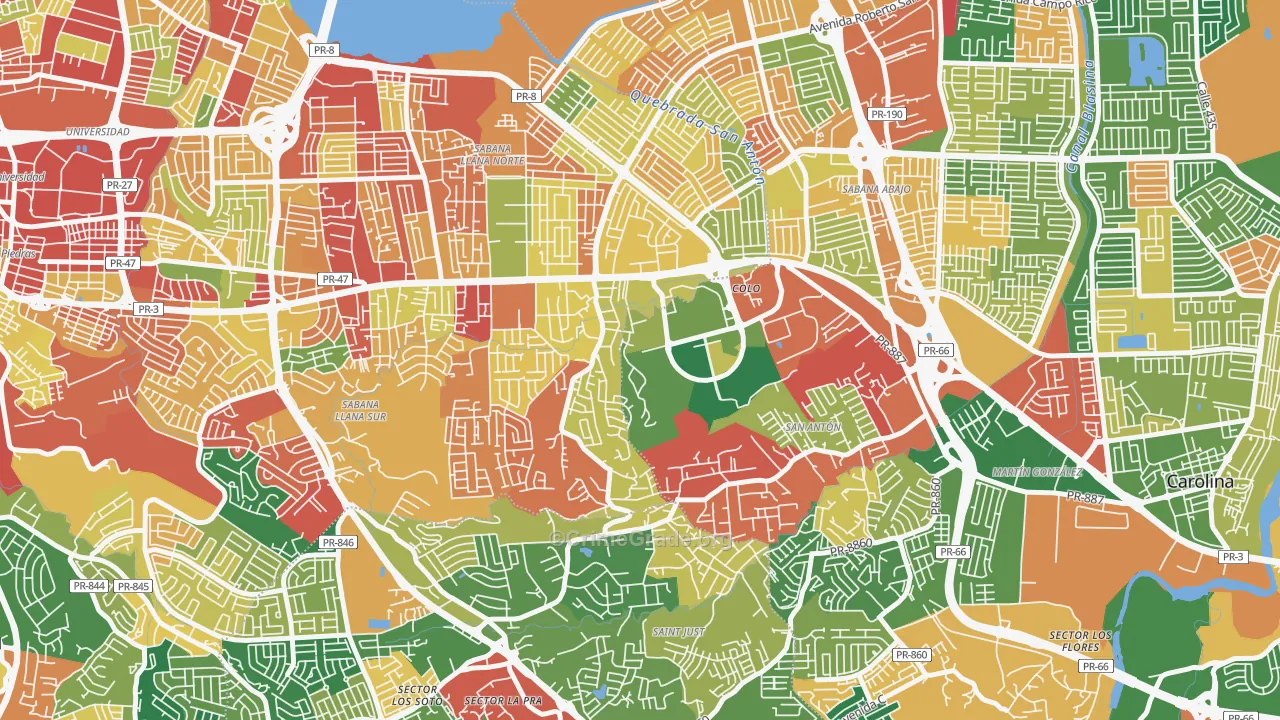 Urbanizacion San Martin, San Juan, PR Map of Theft Rates