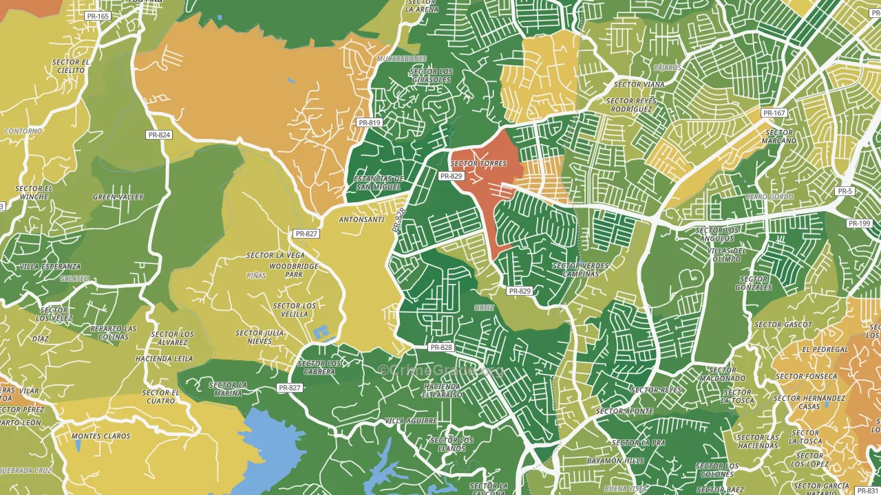 Urbanizacion Toa Alta Hts, Toa Alta, PR Map of Theft Rates