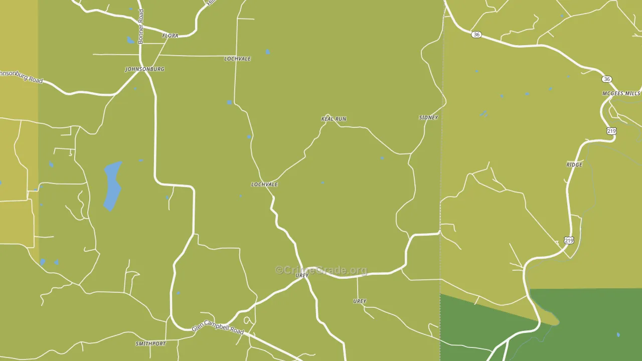 Urey, PA Map of Theft Rates