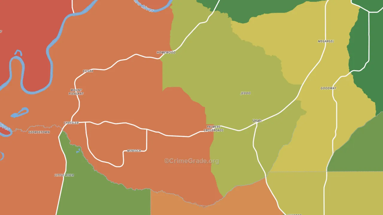Uriah, AL Map of Theft Rates